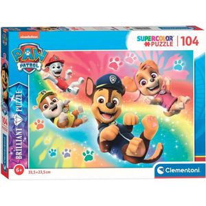 Clementoni - Puzzel 104 Stukjes Brilliant Paw Patrol, Kinderpuzzels, 6-8 jaar, 20190