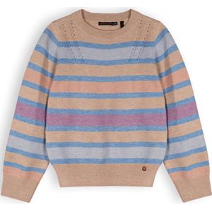 Nono K-soft Girls Striped Knitted Sweater Sand Truien & Vesten Meisjes - Sweater - Hoodie - Vest- Zand - Maat 146/152