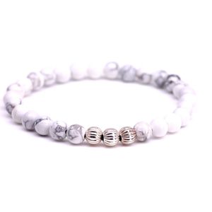 FortunaBeads Minimal Wit Howliet Armband – Heren – Natuursteen – Medium 18cm