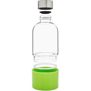 Bo-Bottle 380ULTD met fruitcup (groen) - 380 ml - Glazen drinkfles - Zeer sterk borosilicaatglas - Geschikt voor koude & warme dranken - Duurzaam cadeau