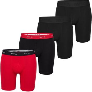 Phil & Co Boxershorts Heren Met Lange Pijpen Boxer Briefs 4-Pack Rood / Zwart - Maat XXL