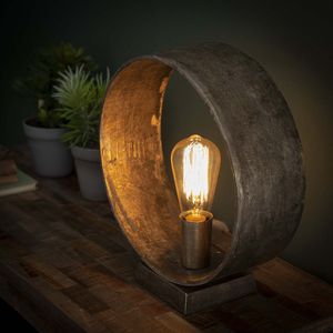 Tafellamp Loop | 1 lichts | grijs / zilver | metaal | 32 cm | modern / robuust design