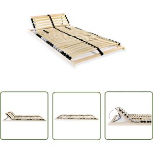 The Living Store Lattenbodem met 28 latten 7 zones 80x200 cm - Lattenbodem - Bedbodems - Houten Bed - Beukenhouten Frame - Berkenhouten Latten