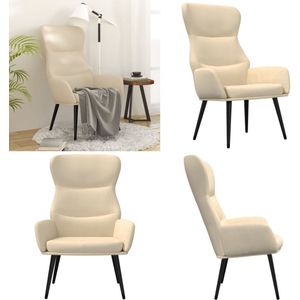 vidaXL Relaxstoel stof crèmekleurig - Relaxstoel - Relaxstoelen - Fauteuil - Relaxfauteuil