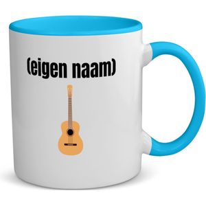 Akyol - gitaar met eigen naam koffiemok - theemok - blauw - Gitaar - gitaar liefhebbers - mok met eigen naam - muziekliefhebber - leuk cadeau voor iemand die houd van gitaren - cadeau - kado - 350 ML inhoud