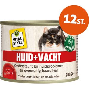 VITALstyle Huid+Vacht - Natvoer - Ondersteunt Bij Huidproblemen En Extreem Verharen - Met o.a. Brandnetel & Sint Janskruid - 200 g - 12 stuks