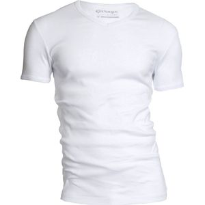 Garage 302 - Semi Bodyfit T-shirt V- hals korte mouw wit L 100% katoen 1x1 rib