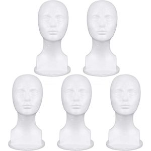 5x Piepschuim Hoofd Model voor Hoed en Pruik Display