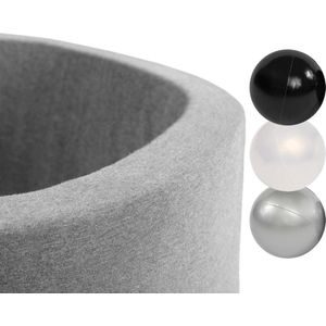 Misioo Ballenbak Rond 90x30 | Licht Grijs incl. 150 ballen: Silver/Pearl/Black