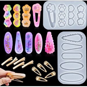 Shaker Haarspeld Hars Mallen Quicksand Hair Clips- 12 Stuk Silicone Mal voor DIY Sieraden Gieten