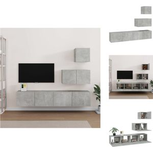 vidaXL TV-meubelset betongrijs - bewerkt hout - 30.5 x 30 x 30 cm / 60 x 30 x 30 cm / 80 x 30 x 30 cm (B x D x H) - Kast