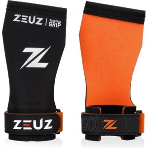 ZEUZ Scorpion Fingerless Grips voor Fitness, CrossFit, Turnen & Gymnastics – Sport Handschoenen – Oranje & Zwart – Scorpion - Maat L
