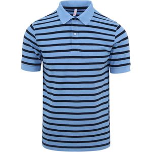 Sun68 - Poloshirt Strepen Lichtblauw - Modern-fit - Heren Poloshirt Maat XL