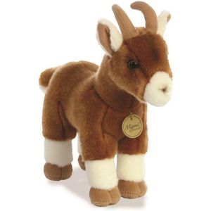Aurora Miyoni Pluche Knuffeldier Geit - Bruin/Wit - 28 cm - Boerderij Thema Speelgoed Dieren