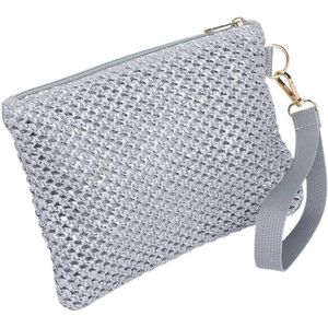 Stro Geweven Cosmetische Pouch Boheemse Strand Portemonnee - Draagbare Vakantie Reizen Opslag Clutch Zakken voor Outdoor Camping Toilettas Make-up Gereedschap Organisator Hawaii Rits