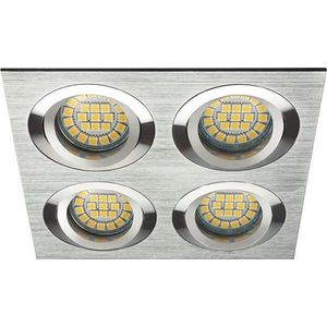 Inbouw 4x LED spot MR16 Aluminium Vierkant Armatuur - geborsteld zilver/zilver - Kanlux