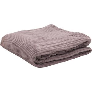 Fleece deken - Fleece plaid- 220 x 240 cm - Paars - Gestreept - Zacht, comfortabel en warm - Deken voor op de bank of bed - Eyecatcher voor interieur