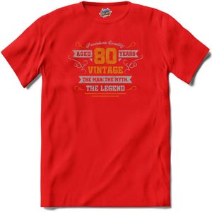 80 Jaar vintage legend - Verjaardag cadeau - Kado tip - T-Shirt - Dames - Rood - Maat M