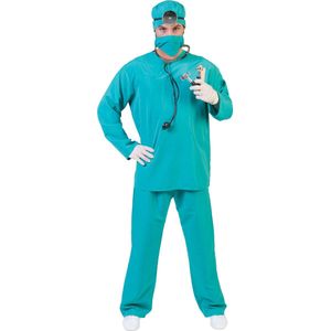 Funny Fashion - Dokter & Tandarts Kostuum - Trauma Chirurg Academisch Ziekenhuis Kostuum - Groen - Maat 56-58 - Carnavalskleding - Verkleedkleding