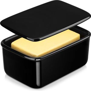 Botervloot met porseleinen deksel - 650 ml - vaatwasmachinebestendig - zwart butter dish with lid