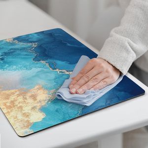Rechthoekige Blauwe Inkt Marmeren Kurk Placemats en Onderzetters Sets - Set van 4 - Waterdichte Hittebestendige Tafelmatten voor Keuken Home Decor 41 *
