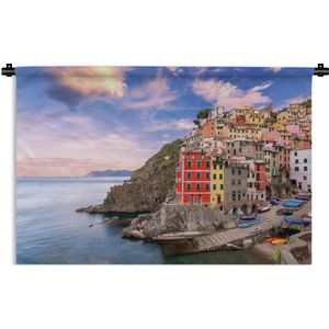 Wandkleed Cinque Terre - Uitzicht op Riomaggiore in de Cinque Terre Wandkleed katoen 150x100 cm - Wandtapijt met foto