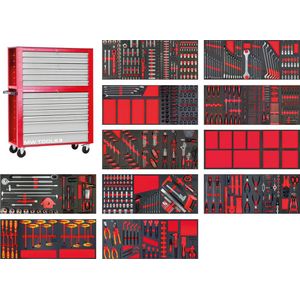 Gevulde brede gereedschapswagen met topkoffer EV XXL 782-delig MW Tools MWE999G36