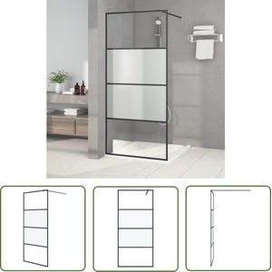 The Living Store Inloopdouchewand 90x195 cm halfmat ESG-glas zwart - Inloopdouche - Douchewand - ESG-glas - Zwarte Douchewand - Badkamerspiegel