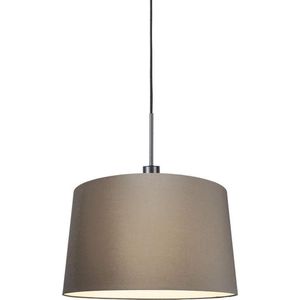 QAZQA Combi - Moderne Hanglamp met kap - 1 lichts - Ø 450 mm - Taupe - Woonkamers-sSlaapkamers-sKeuken