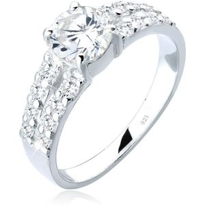 Elli Dames Ring Dames Engagement Glanzend met Zirconia Kristallen in 925 Sterling Zilver