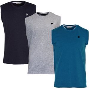 3-Pack Donnay - T-shirt zonder mouw (Stan) - Sportshirt - Heren - Navy/Grey-marl/Petrol (628) - maat M