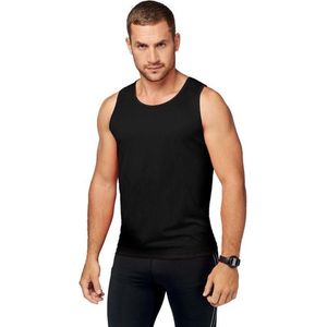 Set van 2x stuks zwart sport singlet voor heren - Tanktop hemd - Herenkleding - Mouwloze t-shirts, maat: M (38/50)