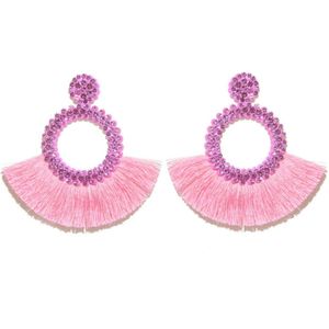 Fringe Oorbellen met Roze Strass van Cilla Jewels