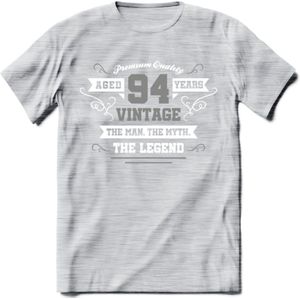 94 Jaar Legend T-Shirt | Zilver - Wit | Grappig Verjaardag en Feest Cadeau | Dames - Heren - Unisex | Kleding Kado | - Licht Grijs - Gemaleerd - XXL