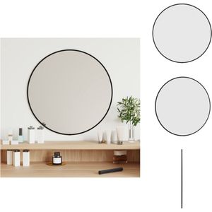 vidaXL Wandspiegel Zwart - 50 cm Diameter - Duurzaam Glas en PVC - Minimalistische Esthetiek - Spiegel