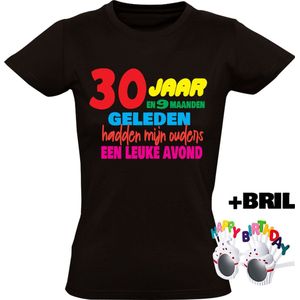 30 jaar Dames T-shirt + Happy birthday bril - verjaardag - jarig - feest - 30e verjaardag - grappig