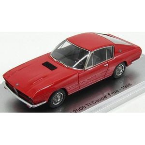 The 1:43 Diecast modelcar of the BMW 2000 TI Coupe Frua of 1968 in Red. This model is limited by 400pcs.The manufacturer of the scalemodel is Kess Model.This model is only online available.