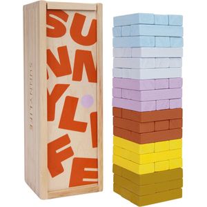 Sunnylife Reisspel Jumbling Tower 7 X7 X 19 Cm Hout 55-delig