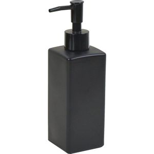 glas zeepdispenser zwart mat glas pompdispenser afwasmiddel dispenser keramiek met retro design pompkop van hoogwaardig kunststof 350 ml voor badkamer keuken (zwart (vierkant), set van 1)