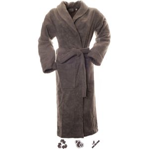 Bamboe Sauna Badjas Grijs - grijs - unisex maat S/M - dames / heren / unisex - hotelkwaliteit - badstof badjas - luxe badjas - ochtendjas - duster - sjaalkraag - badmantel
