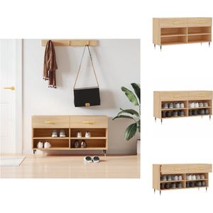 vidaXL Schoenenbank Sonoma Eiken - 102 x 35 x 55 cm - Duurzaam Hout - Opbergruimte - Stabiel - Industriële Stijl - Schoenenkast