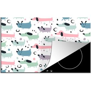 KitchenYeah® Inductie beschermer 80x52 cm - Patroon - Hond - Tekenen - Jongens - Meisjes - Kinderen - Kind - Kookplaataccessoires - Afdekplaat voor kookplaat - Inductiebeschermer - Inductiemat - Inductieplaat mat