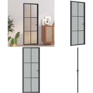 vidaXL Binnendeur 76x201-5 cm matglas en aluminium zwart - Binnendeur - Binnendeuren - Deur - Deuren