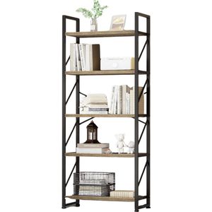 SureDeal® - Kast - Huiskamer - Boekenkast - Zwart - Hout - 60x30x158cm - Design Kast - Binnen Kasten