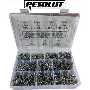 Assortiment zelftappende RVS Pozidriv schroeven 900-delig in assortimentsdoos