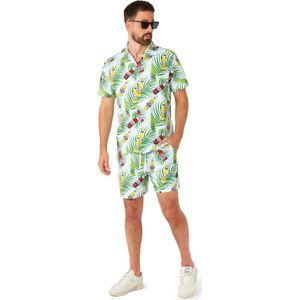 Suitmeister Tropical Beers Blue - Heren Zomer Set - Tropische Outfit - Shorts En Korte Mouwen Shirt - Blauw - Maat: M