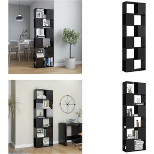 vidaXL Boekenkast/kamerscherm 60x24x186 cm hoogglans zwart - Boekenkast - Boekenkasten - Boekenschap - Boekenschappen