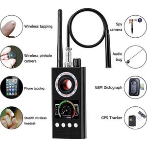 Detectieapparaten - Draadloze signaaldetector RF Bug Finder Anti-Afgeluisterde Detector Anti Candid Camera GPS Tracker Locator | Zwart
