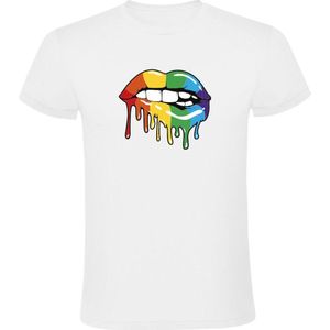 Rainbow lips Heren T-shirt - lgbtq - gay - pride - pride - lippen - mond - verf