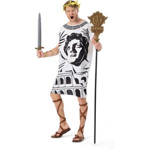 Funny Fashion - Caesar Kostuum - Caesar De Eerste Romeinse Keizer - Man - Zwart / Wit - One Size - Carnavalskleding - Verkleedkleding